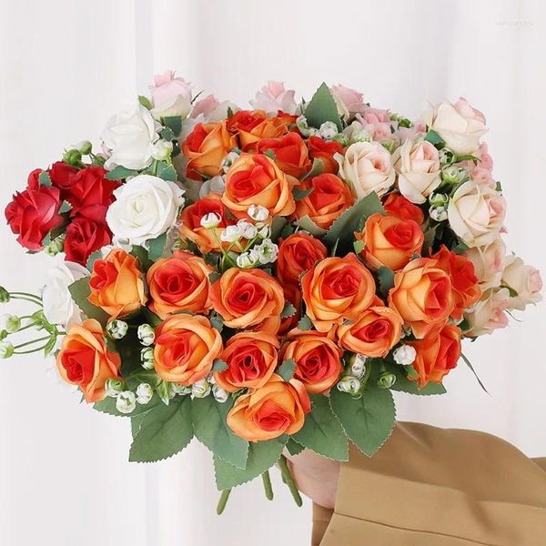 Dekorative Blumen 30 cm künstliche Blume Pfingstrose Rose rosa Seidenstrauß reiner handgefertigter Hauszimmer Hochzeitsgarten Esstisch Dekoration gefälscht