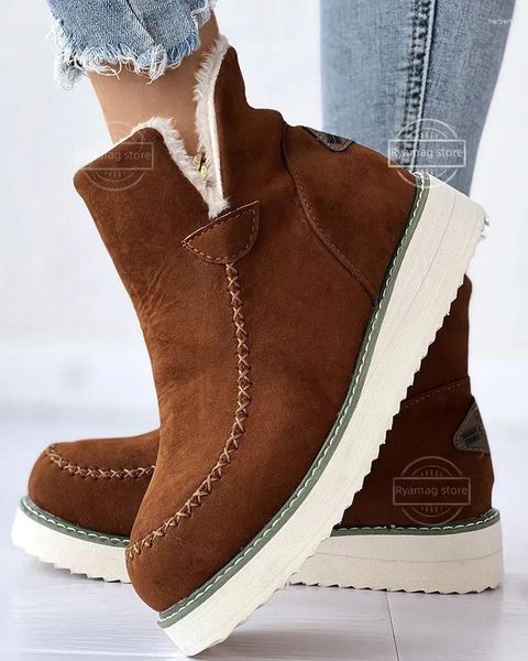 Stivali da donna piattaforma foderata di neve caviglia inverno scarpe calde casual per slip on lady femminile stivale calzature