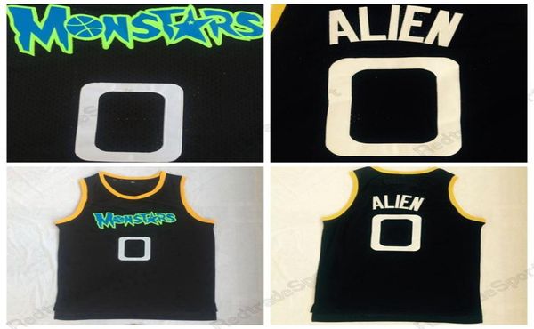 Mens Space Jam 0 Alien Monstars Tune Squad Squad Basketball Jerseys Moive Black Stitched Рубасы SXXL2802373