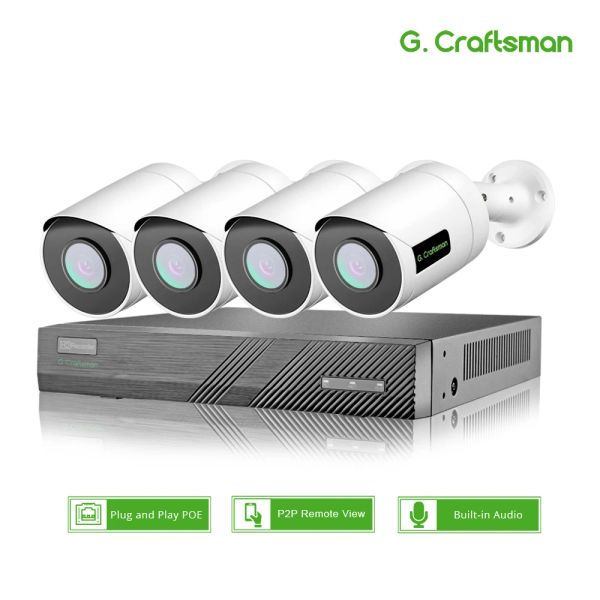 Intercom 4CH 5MP 4K Kit Poe Sistema CCTV Sicurezza Sony IMAX335 IMAX415 H.265 8CH NVR Video di sorveglianza della telecamera audio impermeabile per esterni