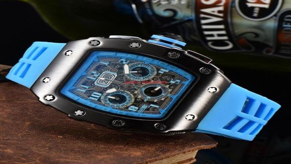 Luxury Watch Six Hand Quartz Cronógrafo Função Full Running Second Men039S Brand tonneau relógio Cool Wristwatches Reloj HOMBR4169774