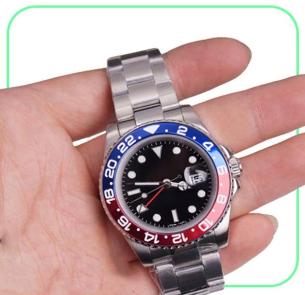 Купон Chrono Top Red Blue Mens Mens Pepsi Watches Автоматические из нержавеющей стали механические спортивные спортивные шрифты.