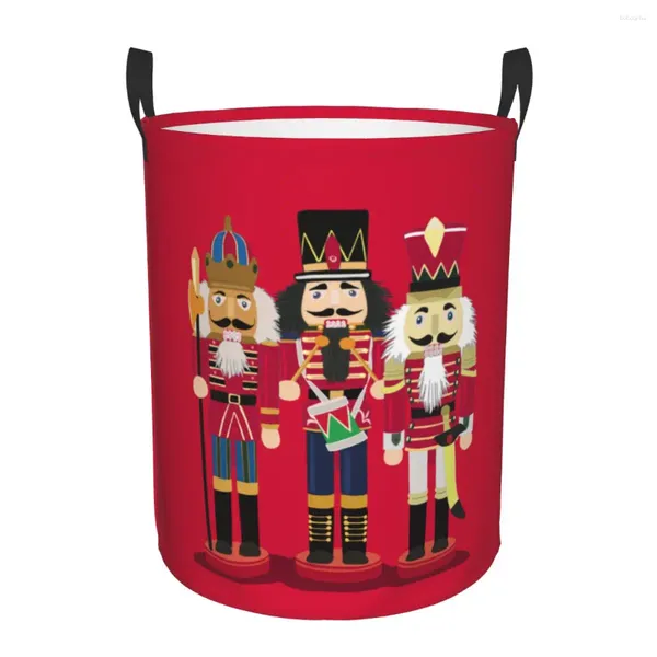 Borse per lavanderia Nutcracker Soldato giocattolo regalo di Natale Hamper Grande vestiti di stoccaggio Puntetti per cestino Organizzatore per bambini