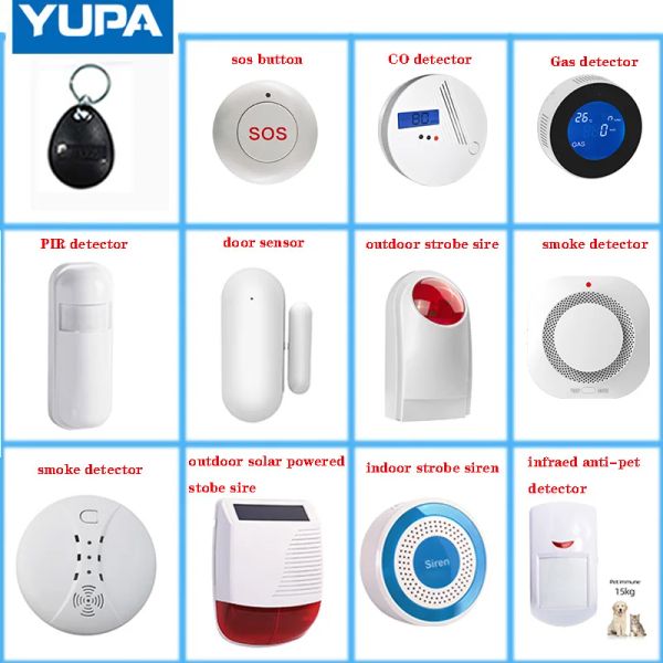 Kits Tuya Smart Home Alarm System Tür PIR Siren Rauchgas Passwort Tastatur -Sensor für Sicherheitsheim WiFi GSM SMS Alarmsystem Infrare
