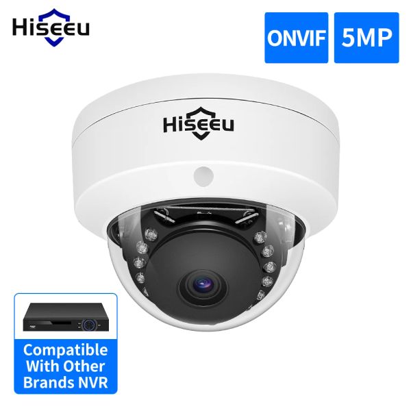 Câmeras HisEeu 5MP Poe Câmera Poe IP Audio H.265+ Dome Home Indoor Interior Surveillance Security Camera