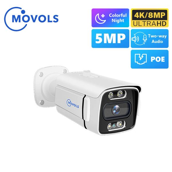Câmeras Movols 5MP/4K Video Videoveillance Security Poe Camera for Poe System