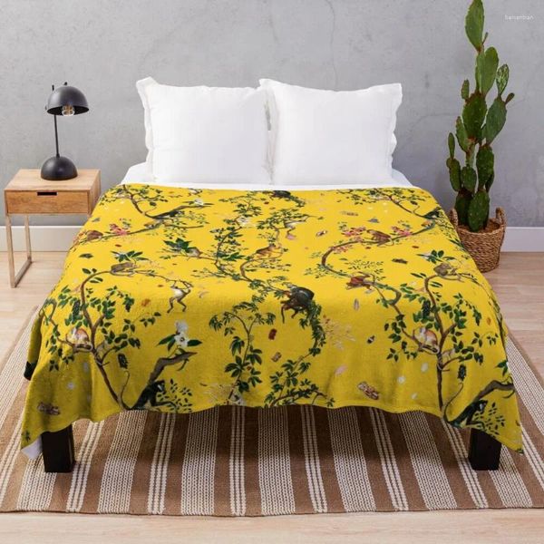 Decken Monkey World Yellowwurfs Decken Waren für Zuhause und Komfort niedliche karierte Quilt Retro Haare