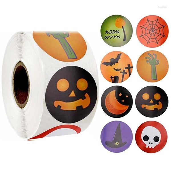 Wandaufkleber 500pcs/Roll Halloween Papieretikett Kürbis Runde Etiketten Aufkleber Schokorbeutel Box Seal Party Dekoration