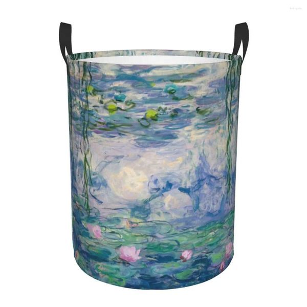 Waschbeutel Wasser Lilien Claude Monet Fine Art Basket zusammenklappbarer französischer Maler Kleidung für Baby Kinder Spielzeug Aufbewahrungsbehälter