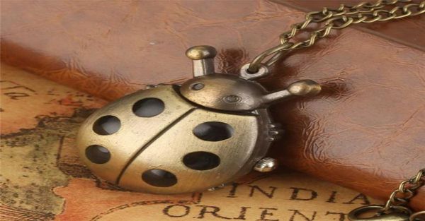 Steampunk clássico Ladybug Design Analog Quartz Pocket Watch Chain Chain for Men Women Kids Reloj de Bolsillo7223055