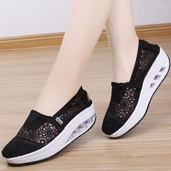 Scarpe da fitness sneakers in pizzo donne cavi vulcanizzate sexy sexy calzature traspirabili cunee scarpa 2024 slittamento estivo su femmina