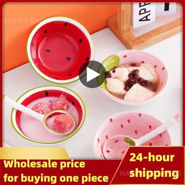 Ciotole cucina set di anguria da anguria da cartone animato resistente resistente adorabile grazioso cucchiaio per ceramiche di ceramiche