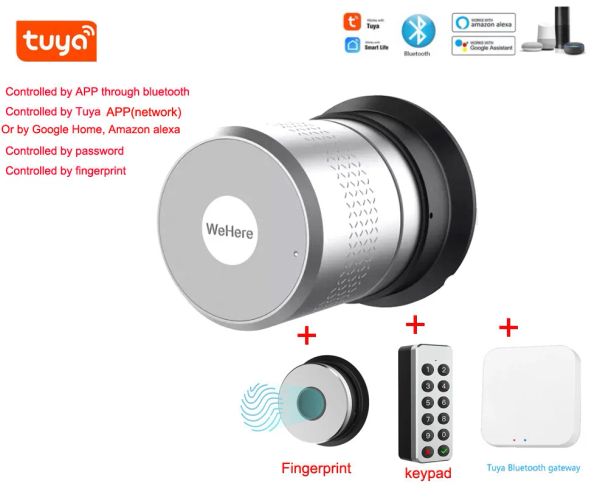 Bloquear segurança de segurança impressão digital cilindro de bloqueio inteligente Tuya Alexa Google Home Wi -Fi Digital Smart Door Lock Version