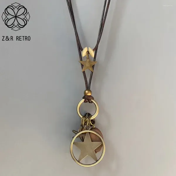 Colares pendentes de colar simples de estrela de metal simples para mulheres suspensão vintage pingentes de pingentes de colarinho longa de colarinho jóias góticas de jóias
