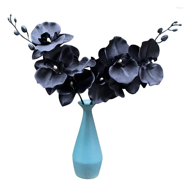 Dekorative Blumen 1pc künstliche Blume Black Butterfly Orchidee Seidenrot Phalaenopsis Hochzeitsfeier Home Decoraiton Gefälschte Pflanzen