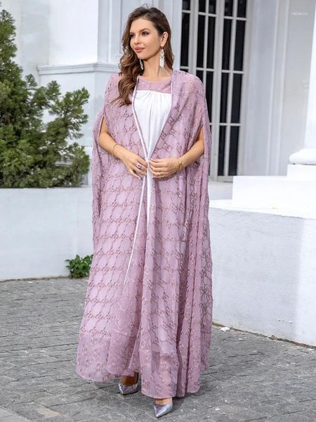 Vestidos casuais vestido de festa muçulmana Eid para mulheres conjunto de 2 peças Jalabiya abaya ramadan long abayas mulher quimono túnica caftan vestidos 2024