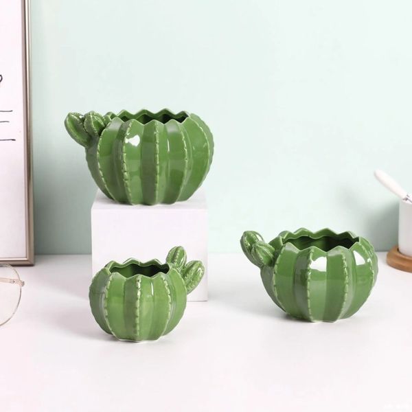 Nuovo cactus Ceramic Flower Pot pentola creativa pianta creativa Decorazione artigianale succulenta pentola di decorazioni per la casa Accessori per la casa