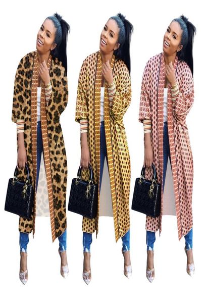 Sellingwomen Cardigan Cape Trench Long Coat Stampa leopardo Duster Modello geometrico Giacca manica a costola lunga Fashoin Designer CL7439578