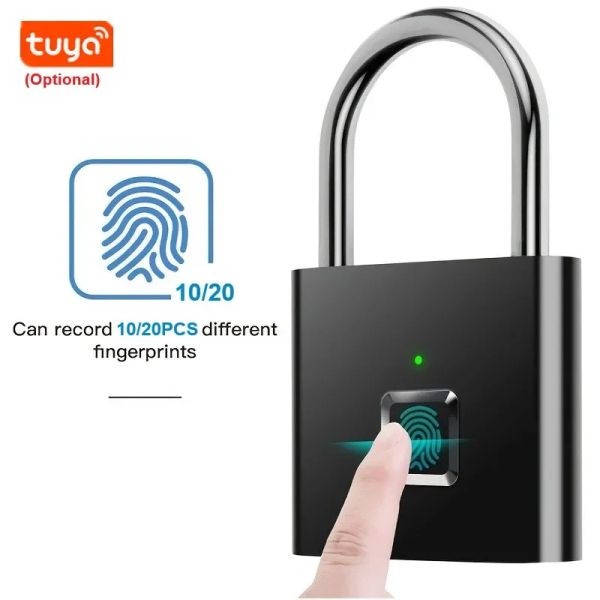 Lock Tuya Smart Door Lock USB wiederaufladbares Fingerabdruck Vorhängeschloss Wasserdichte Keyless Fingerabdruck/App Entsperren Sie Zinklegierung Metal Smart Lock