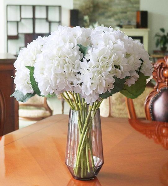 Hydrangea de seda artificial Big Flower 75quot Buquê de flor de casamento branco falso para a mesa Decorações de peças de mesa 15Colors8889046