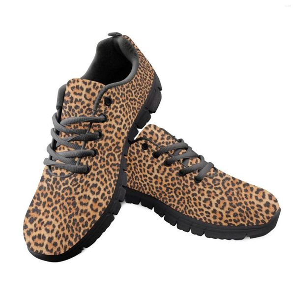 Sıradan Ayakkabı Kadın Spor Daireler Kadınlar İçin Leopar Baskı Dantel Yukarı Açık Hava Yürüyüş Sporu Çalışan Sapatos Feminino Mujer