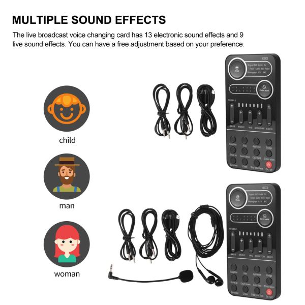 Microfoni Nuovi mini Mini multipli Effetto audio VOCE Cambiaggio Bluetoothcomptible Schede audio con microfono per tiktok YouTube live streaming