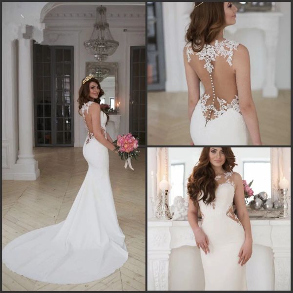 Abiti Chiffon Sexy Calut ILlusione Bellissima Serratura Back Abito da sposa Abito da sposa abiti da sposa DE MARIEE Robe de Mariages