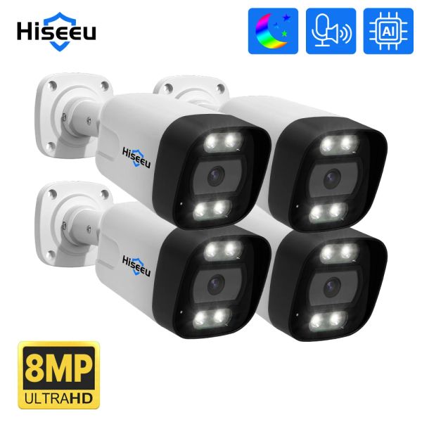 Câmeras 4K 8MP HisEeu Poe IP CCTV Video Videoveillance Camera Segurança Proteção de Alarme de Movimento de Motivo ao Outdoor Street Onvif para Poe NVR