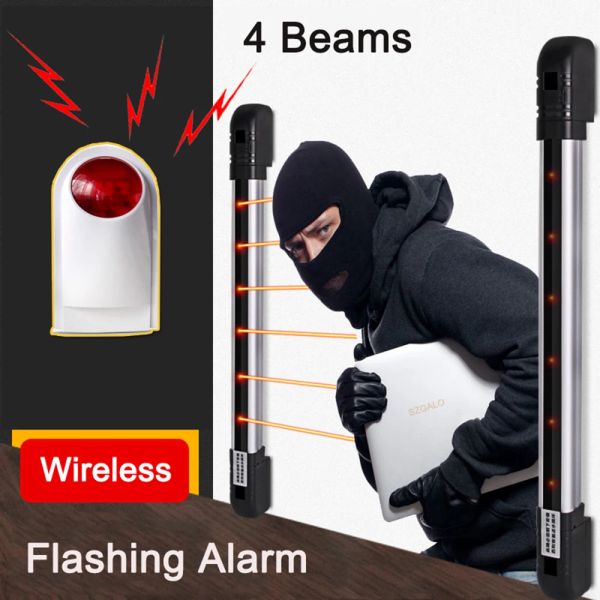 Kits home home smart wireless home security 4 feixes alerta no sistema de alarme de sensor infravermelho movimento antitheft para o alarmes do detector de janela de parede