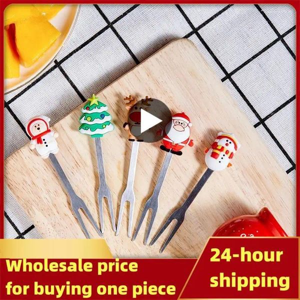 Forks Year's Gift weit verbreitete Weihnachtssalat Schöne Geschenke Kitchen Bar Supplies Gadgets Hochwertiges Mini -Jahr -Dessert