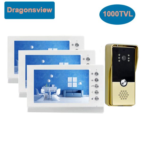 Intercom DragonsView 7 -дюймовая проводная видео -дверная система телефона для дома для дома с дверной камерой мониторинг ворота разблокировка