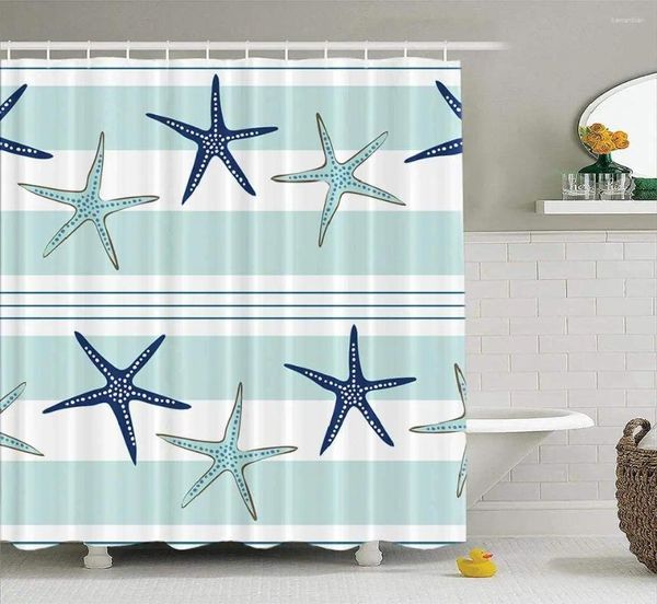 Tende da doccia Sea Star Beach Candata decorativa Costa Starfish Pattern Pattern Navy Blue Dureble Bathroom Products