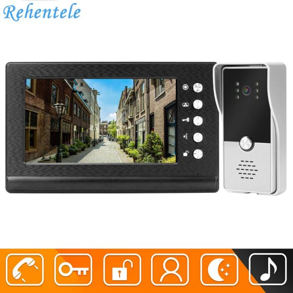 Intercom Wired Video Doorbell Intercom Ev Kapısı Telefon Sistemi Daire Kapı Zil Kameralı 7 İnç Ekran Monitör Konuşma