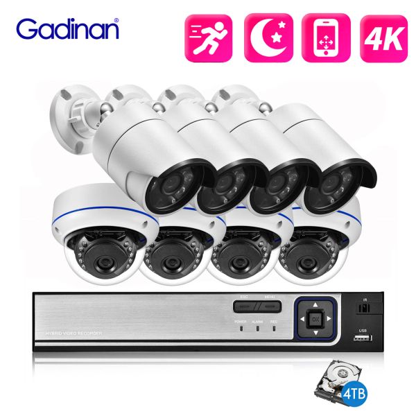 System Gadinan Ultra 4K HD POE -Überwachungskamera System 8Ch NVR AI Motion Detection Outdoor 8MP IP -Kamera -Netzwerk CCTV Videoüberwachung