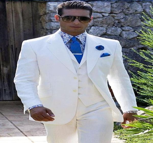 Tre pezzi realizzati su misura per uomini bianchi abiti da spicco della festa della festa 2018 Tuxedos classici smoking a buon mercato da groomsmen a buon mercato