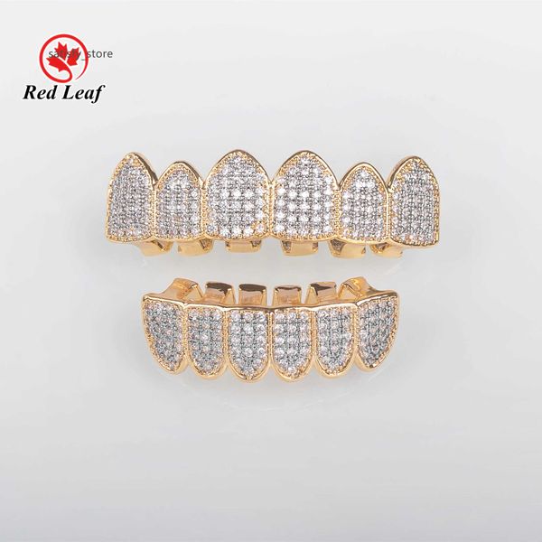 Redleaf mücevher moissanite ızgara özel dişler ızgara 6 üst 6 alt buzlu dışarı 925 sterlin gümüş elmas moissanit ızgara