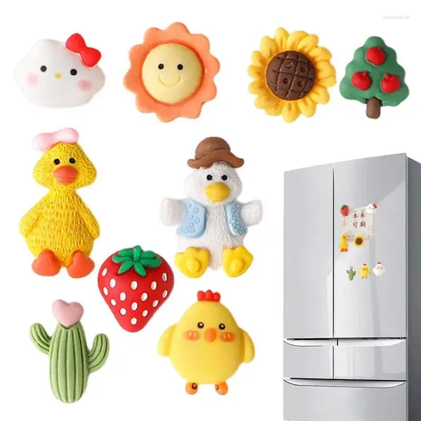 Adesivos de janela ímãs de geladeira fofos 9 peças Resina Magnetic Creative Cartoon Decoration for Kitchen House