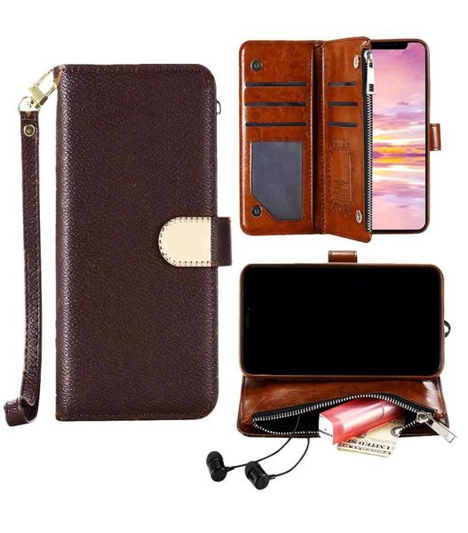 Casos de telefone de designer Flip Wallet Card Titular para iPhone 14 14Pro Max Case 12 Pro 11 máximo 8 Plus Zipper Coin Leather ShockProo8556991