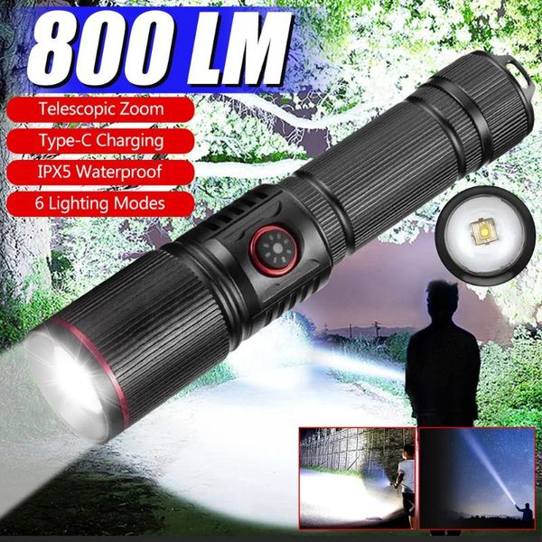 As lanternas tochas super poderosas 30W lideradas por USB recarregável a laser branca Wick Torch Tactical Zoomable Camping Lantern