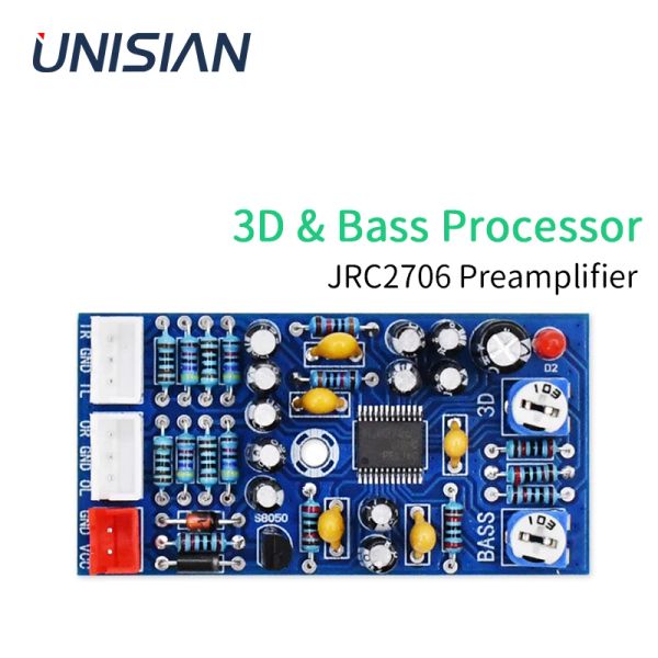 Verstärker Unisian JRC2706 Audio Vorverstärker 3D Sound Reverb Board Bass Control Tone Board Subwoofer -Prozessor Preamp DC1224V