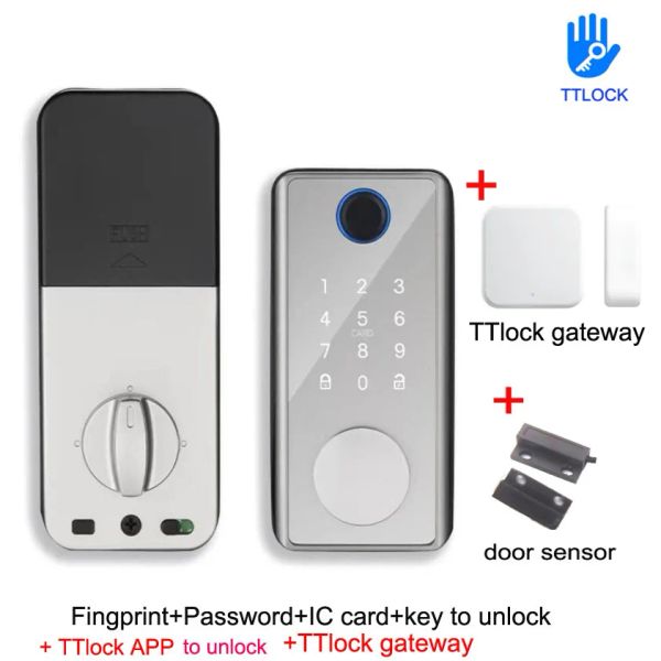 Bloquear Tuya Ttlock App Smart Card Security Segurança biométrica de impressão digital bloqueio Senha Senha de entrada sem chave Antitheft para hotel