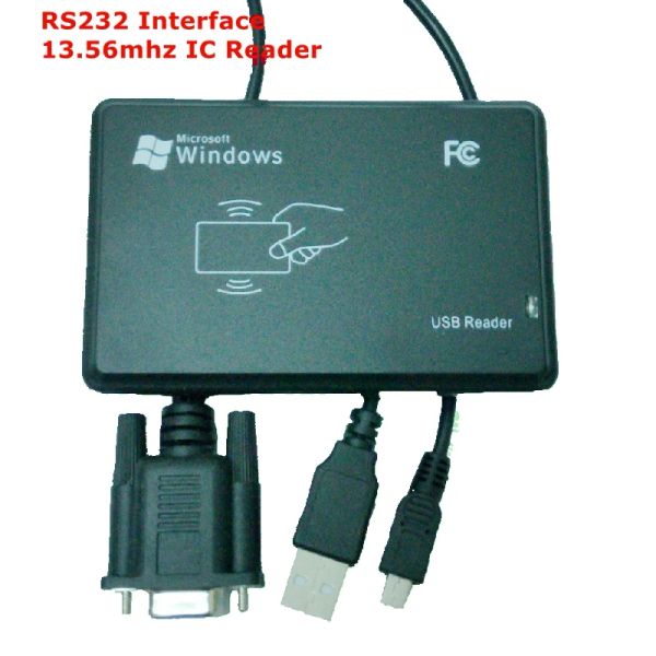 Leitores RS232 Inerface 13.56MHz RFID IC Desktop Desktop Leitor USB Sensor de segurança compatível com SMART EM100 Resposta rápida