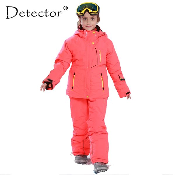 Suits Detector Girl Winter Winter Wind Jackets + calça ao ar livre roupas infantis conjuntos de neve infantil de neve para meninos meninas