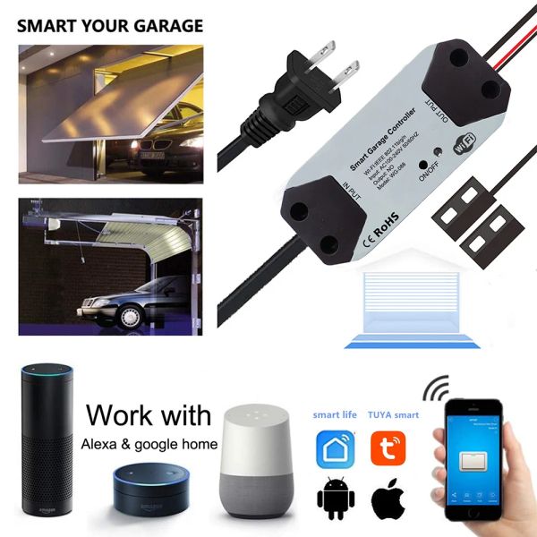 Sistema Wi -Fi Switch Switch Garage Door Opener Controller Trabalho com Alexa Echo Google Home Smartlife/Tuya App Control Nenhum hub exige