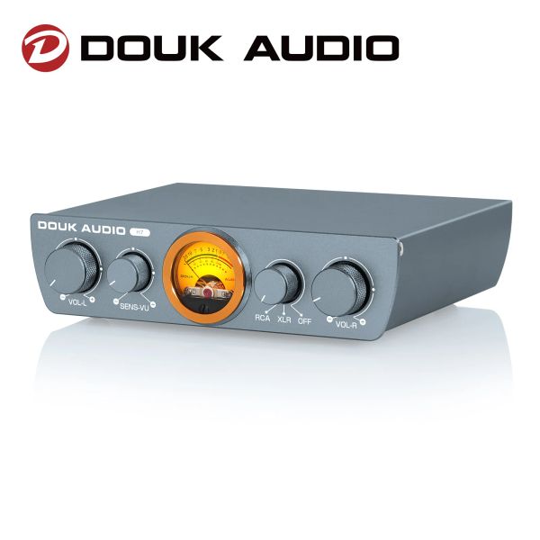 Amplificador Douk Audio HiFi Balanced XLR Digital Amplificador Home Speliters Estéreo AMP com Vu Meter 300w+300w