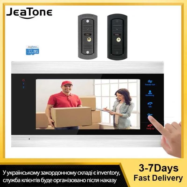 Intercomo Jeatone Video Intercom 1200tvl Porta de vídeo ao ar livre para apartamento para apartamento Home Smart 7 polegadas Monitor Desbloquear Detecção de movimento