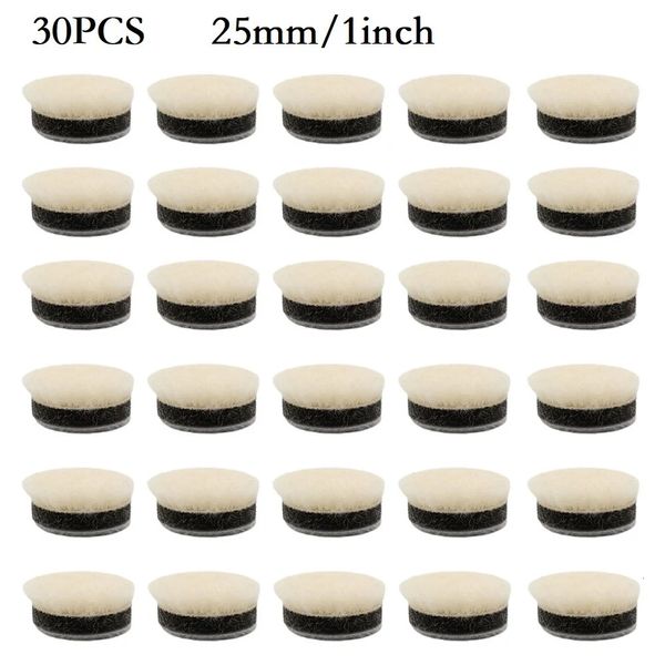 30pcs 1 Zoll 25 mm Wollpolierpolster Glas Buffing Reinigungswerkzeug für Autolackierer für Poliermaschine Reinigungswerkzeuge Weißer Set 240321