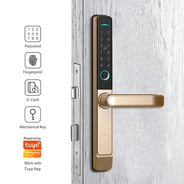 Lock CNC -Prozess Wireless Tuya Smart House Gate NFC -Karte Digitales Fingerabdruck Schloss an Aluminiumtür