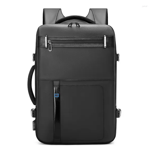 Backpack Travel Men Business Aesthetic School Expandível Bag USB de grande capacidade 15.6 Moda à prova d'água do laptop