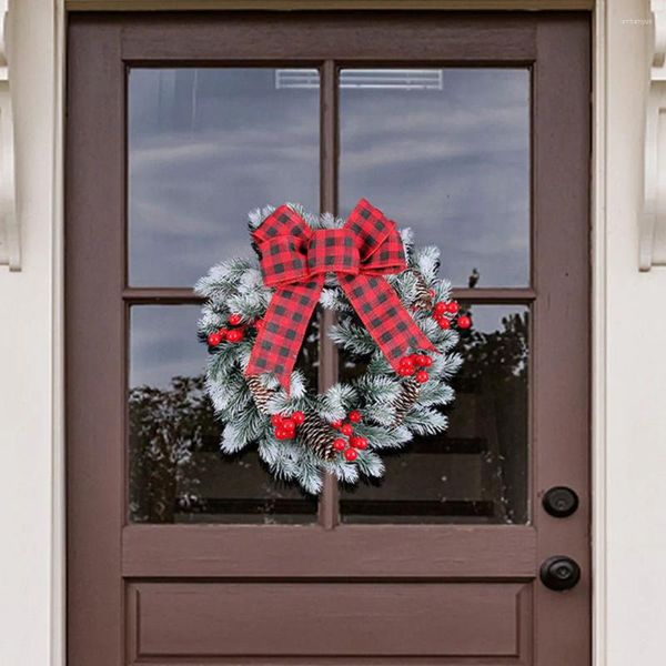 Flores decorativas da coroa de natal da porta pendurada pendente de guirlanda artificial pingente de Natal Ornamento frontal para a decoração de festa em casa 2024 anos